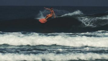 フィッシュ Alena surfing her twin fin fish in Mexico