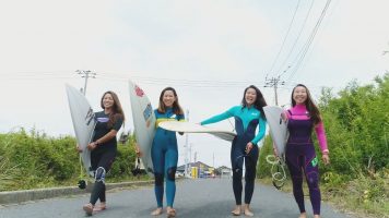 空撮サーフィン 女子プロ 東浪見ポイント フリーセッション